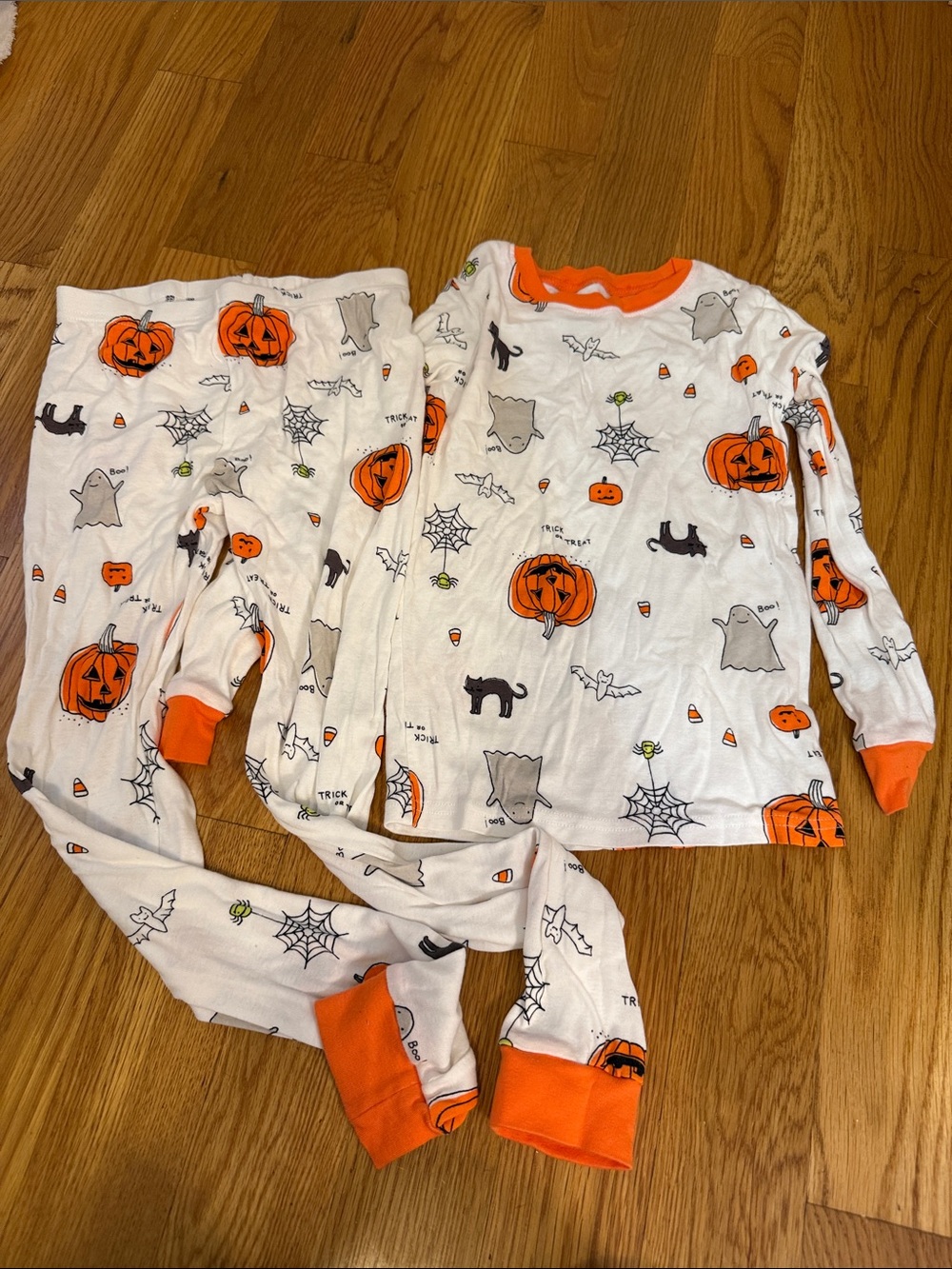 Carter's White Halloween Pajama Set with Orange Trim